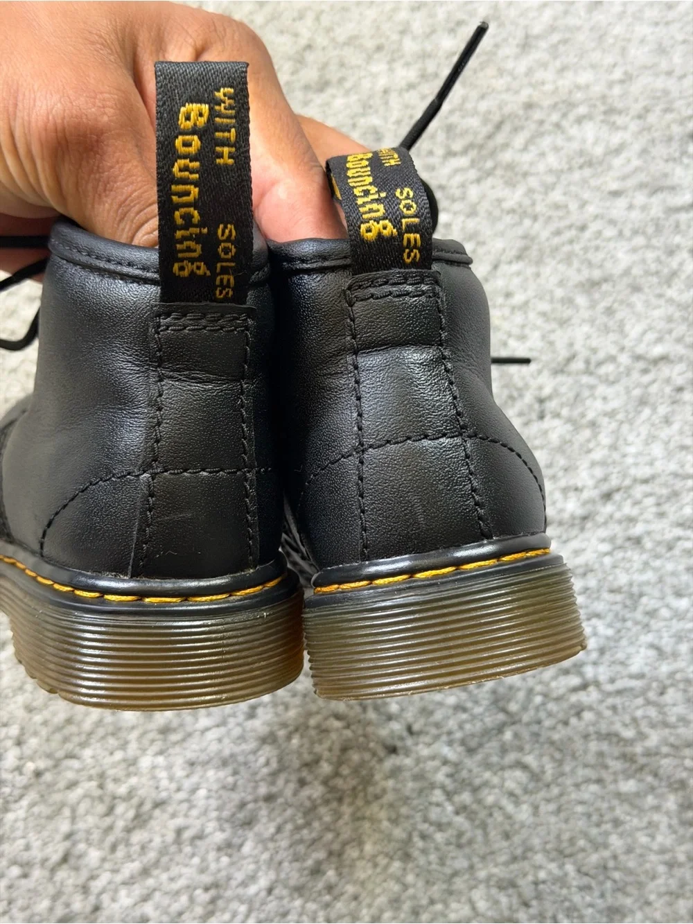 Black Leather Dr. Martens Toddler Boots Size 6 With Side Zipper.